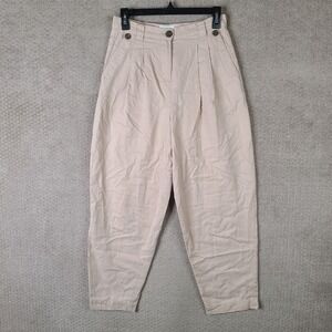 Every Pants Womens 4 Beige‎ High Waist Tapered Trouser Pleated Tencel Slacks